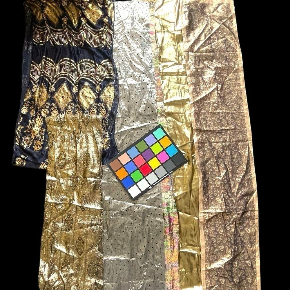 Large Lot 6 Vintage Lurex Lamé Rayon Gold, Silver Metallic Scarf Scarves 80s-90s - Picture 2 of 15